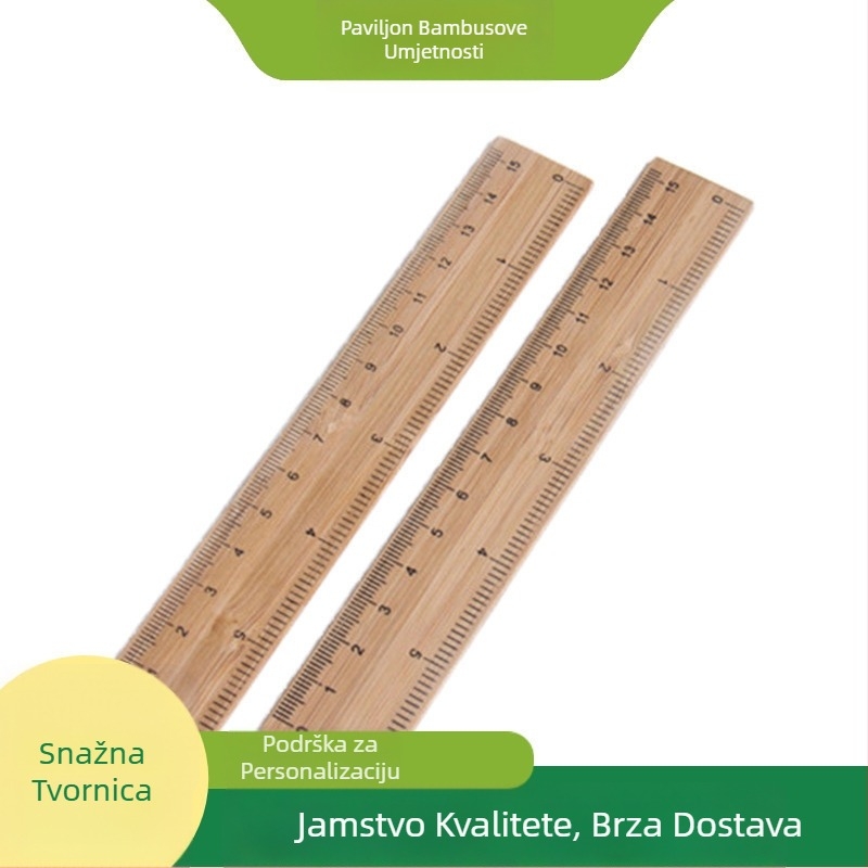 Bambusov centimetarski ravnalo s laserskim graviranjem logotipa, prilagodljivo, kampus stil