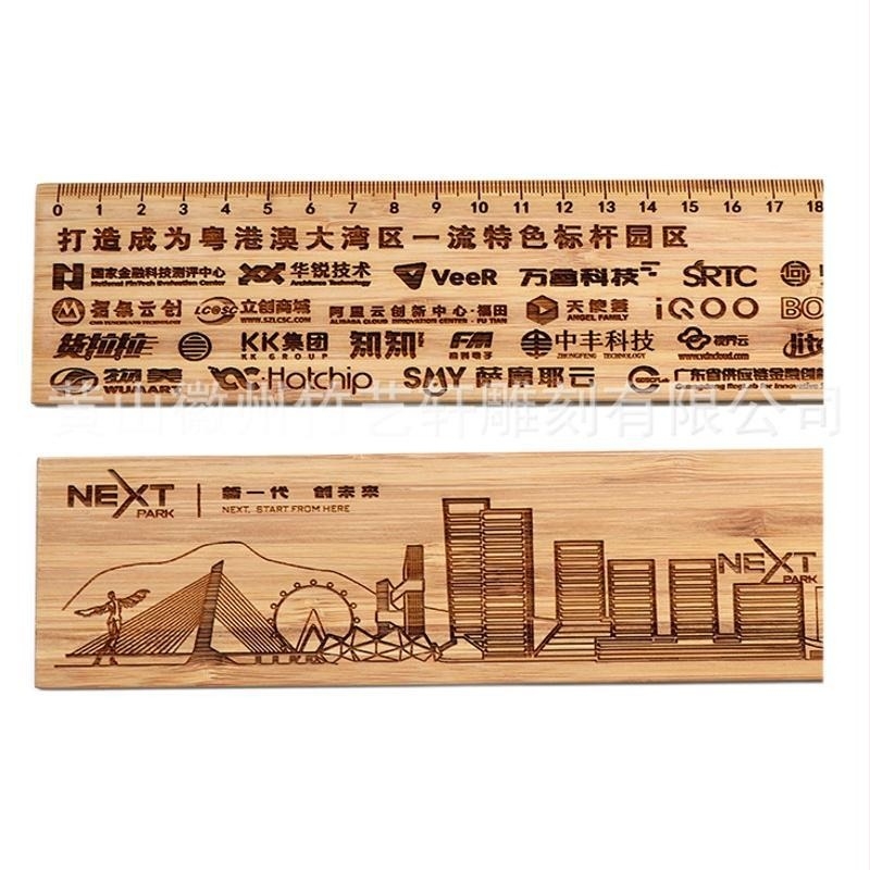 Bambusov centimetarski ravnalo s laserskim graviranjem logotipa, prilagodljivo, kampus stil