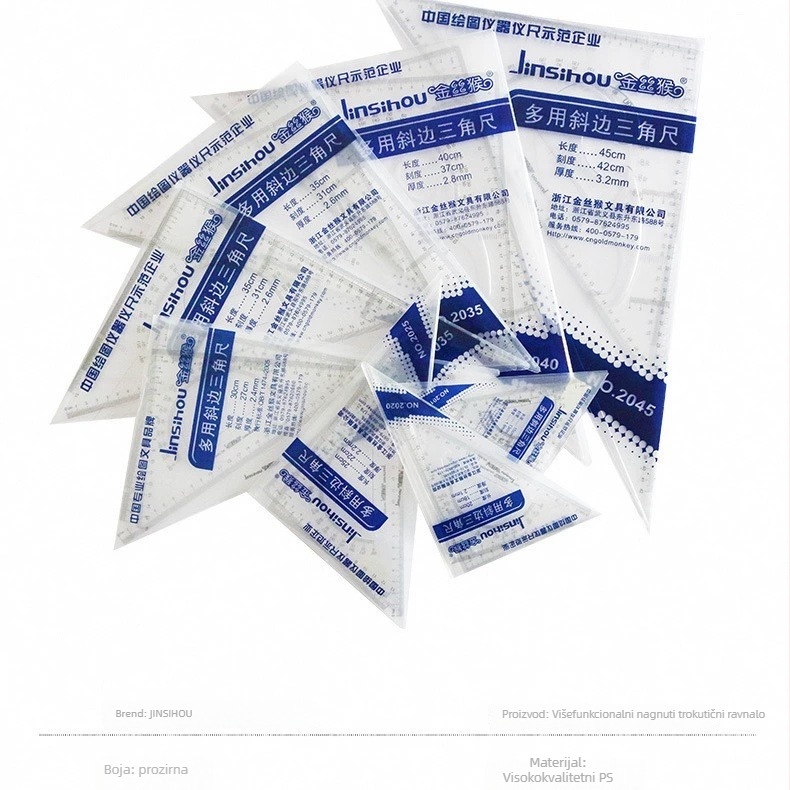 Golden Monkey plastični skup trokutastih ravnala s semi-scale oznakama (različiti modeli)