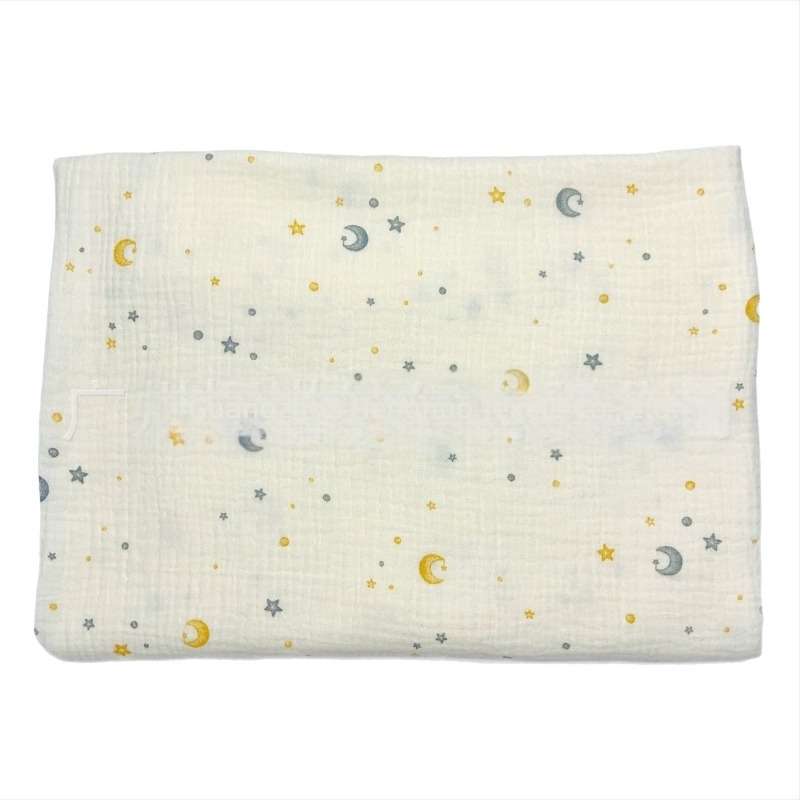 100% pamuk dvostruko krepp tkanina s crtanim printom zvijezda i mjesec za dječju odjeću i posteljinu, ekološko tiskanje i bojanje