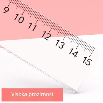 Prozirno plastično ravnalo s valovitim rubom i centimetarskom skalom za prvi razred