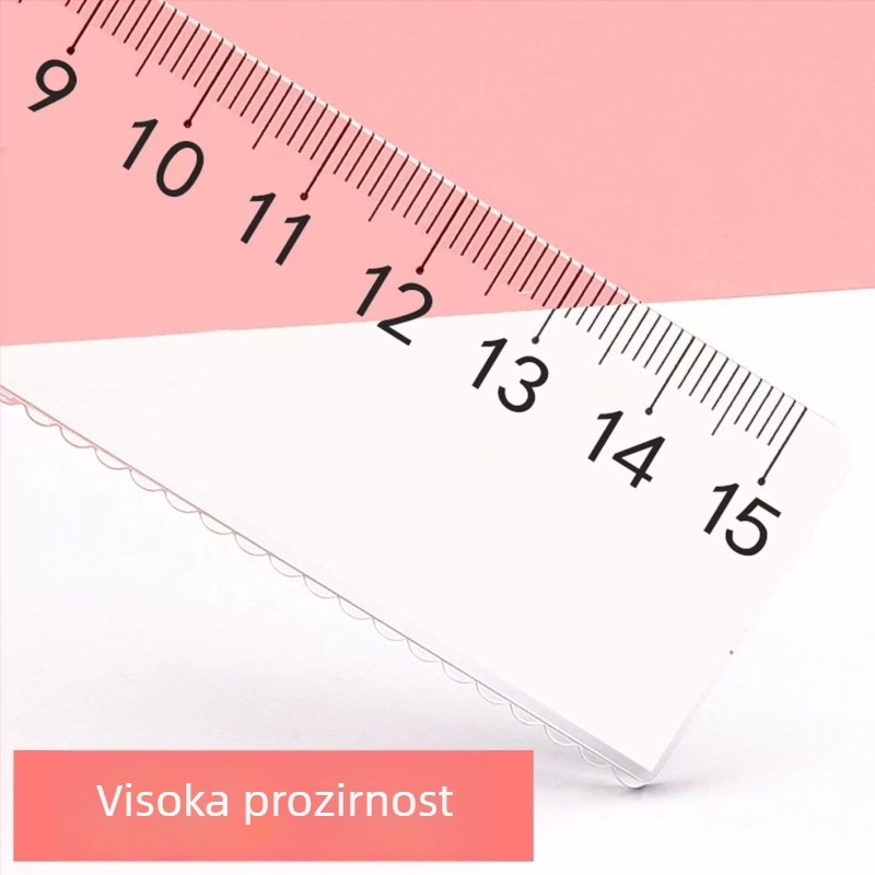 Prozirno plastično ravnalo s valovitim rubom i centimetarskom skalom za prvi razred
