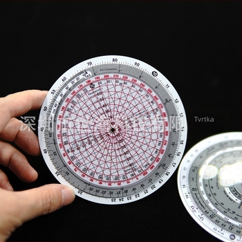 Letno navigacijsko pravilo s ugrađenim azimut kalkulatorom, kvadratno pravilo, višenamjenski mjerni alat