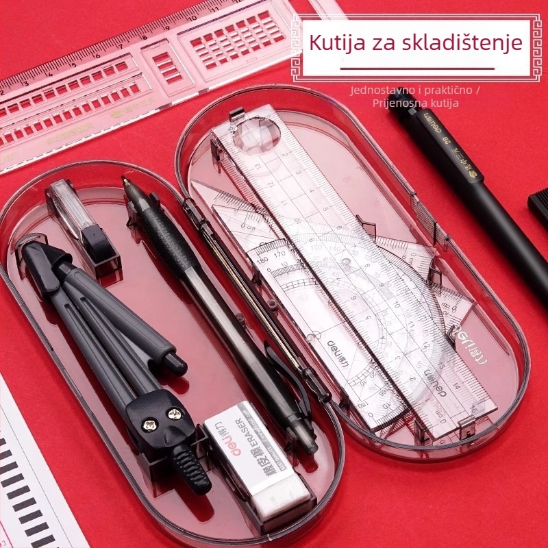 Deli 9591 8-dijelni geometrijski set za crtanje u plastičnoj kutiji