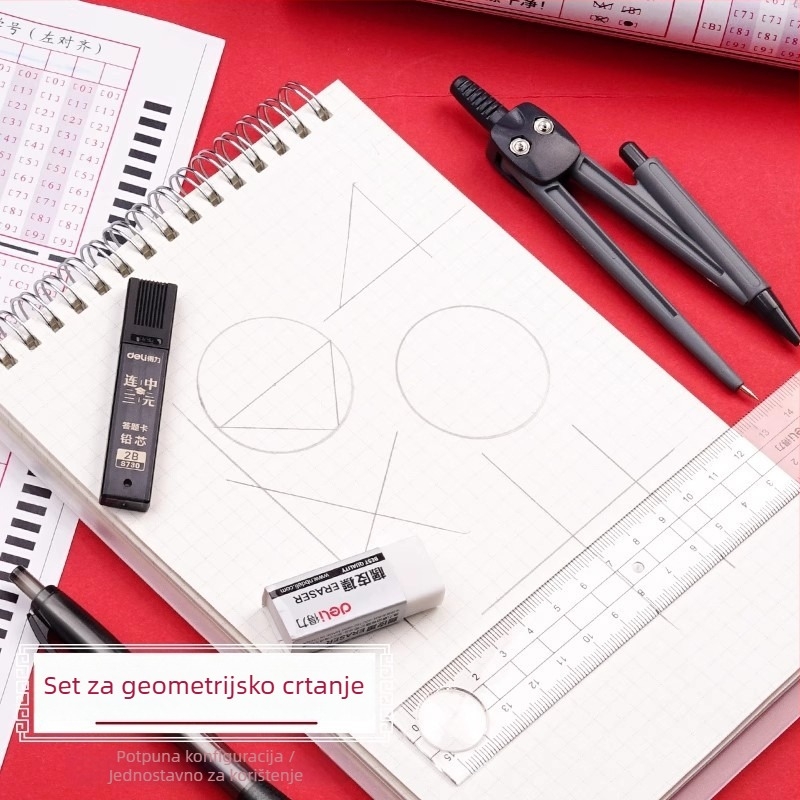 Deli 9591 8-dijelni geometrijski set za crtanje u plastičnoj kutiji