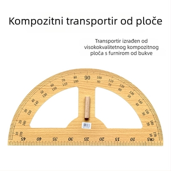Drveni set s trokutastim pravilo, protractorom i kompasom za učenje; komponente: protractor, trokutasto pravilo, kompas; materijal: drvo; neto težina: protractor 275 g, trokutasto pravilo 530 g, kompas 225 g; pakiranje: 50 komada