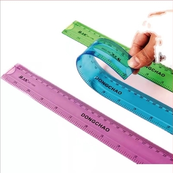 Deli 1415 meko ravnalo od plastike, ravno, s tiskanim logom