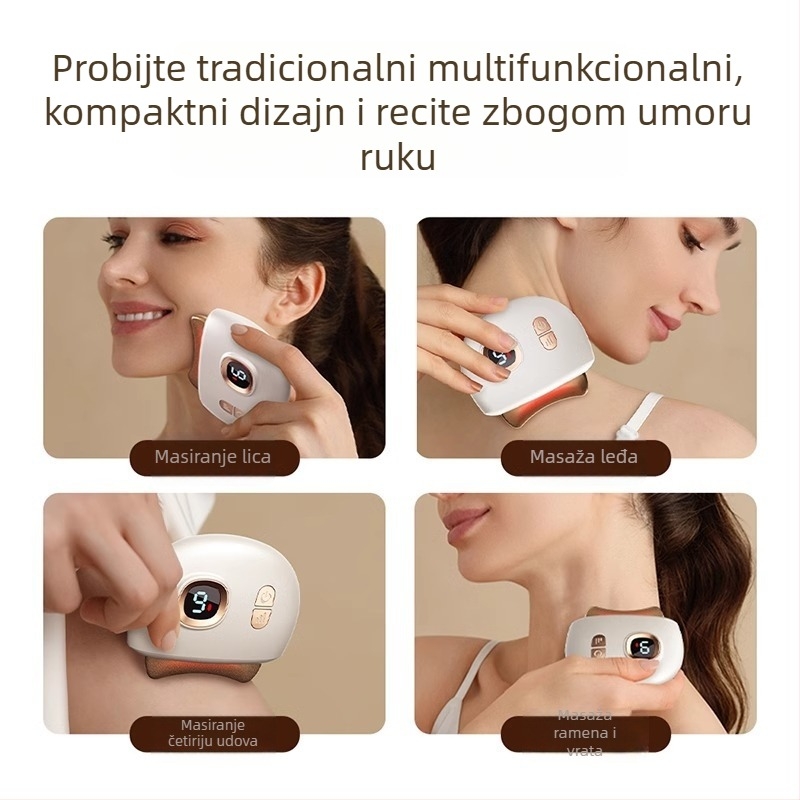 Punjački električni masažer za lice s 4 brzine, ABS+ aluminijsko kućište, masaža lica i grijanje vibracijom