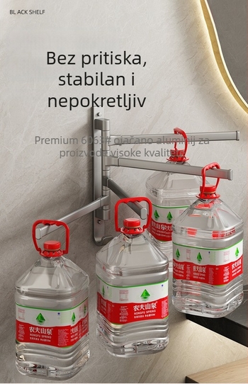 Aluminijski držač za ručnike s 5 etaža, rotirajući i sklopivi, montaža bez bušenja, nosivost 10 kg