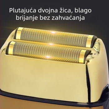 Električni brijač s dvostrukom glavom i povratnim hodom, LED zaslon, funkcija pranja cijelog tijela, ugrađena baterija 1200–2000 mAh, trajanje 60+ minuta
