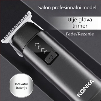Konka mali prijenosni uređaj za šišanje kose – punjiv, bezčetkasti motor, oštrice od nehrđajućeg čelika, uklonjiva i periva glava, ugrađena baterija 300–500 mAh, radno vrijeme 1–3 sata