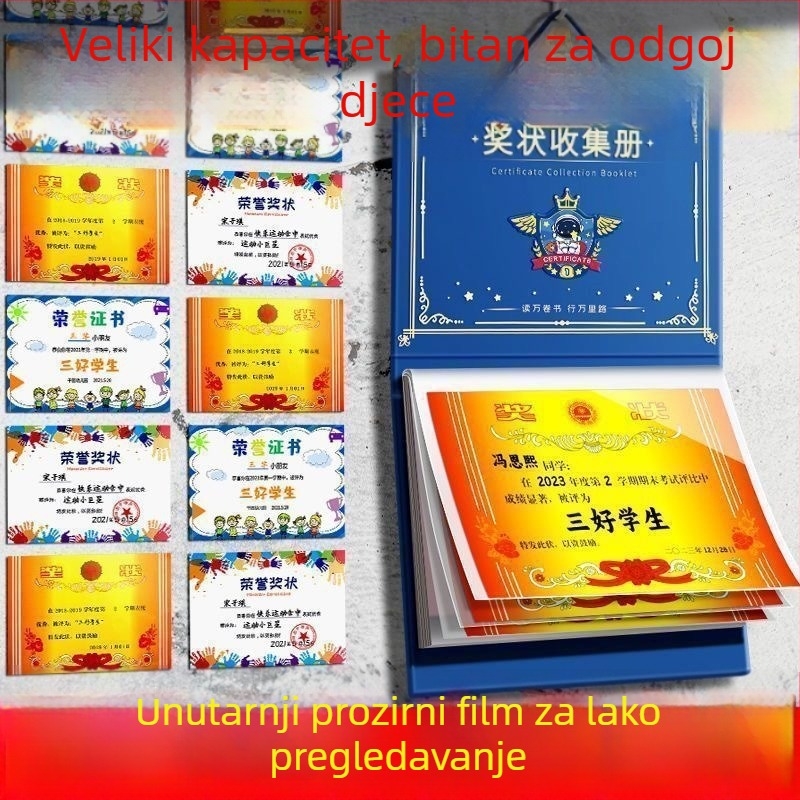 Knjiga za prikupljanje certifikata sa zidnim prikazom, plastični spremnik za pohranu, 40 stranica, debljina 0,04 mm.