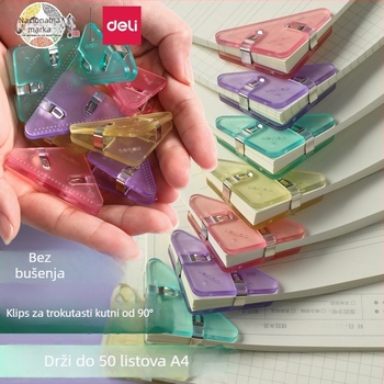 Kutni klip QJ8530 – trokutasti klip za dokumente, plastični, Deli