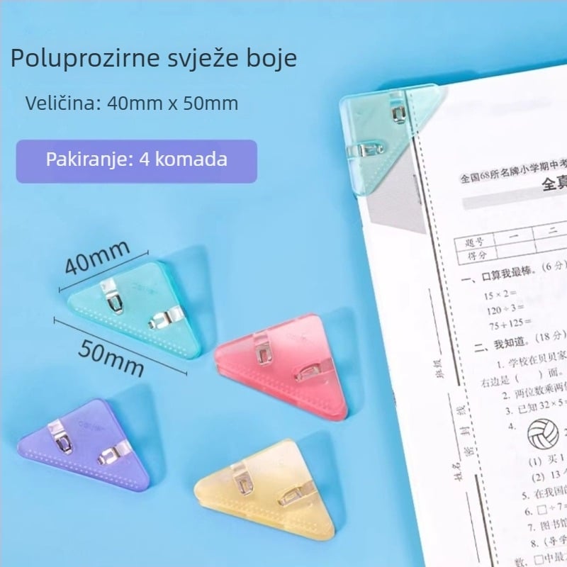 Kutni klip QJ8530 – trokutasti klip za dokumente, plastični, Deli