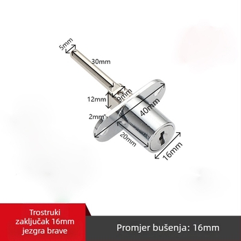 Brava za stol i ormar s tri ladice — cinkova legura, prednje trostruko zaključavanje, Gao Yi Hardware