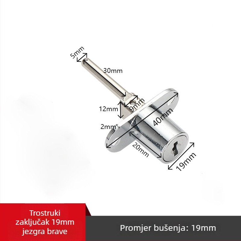 Brava za stol i ormar s tri ladice — cinkova legura, prednje trostruko zaključavanje, Gao Yi Hardware