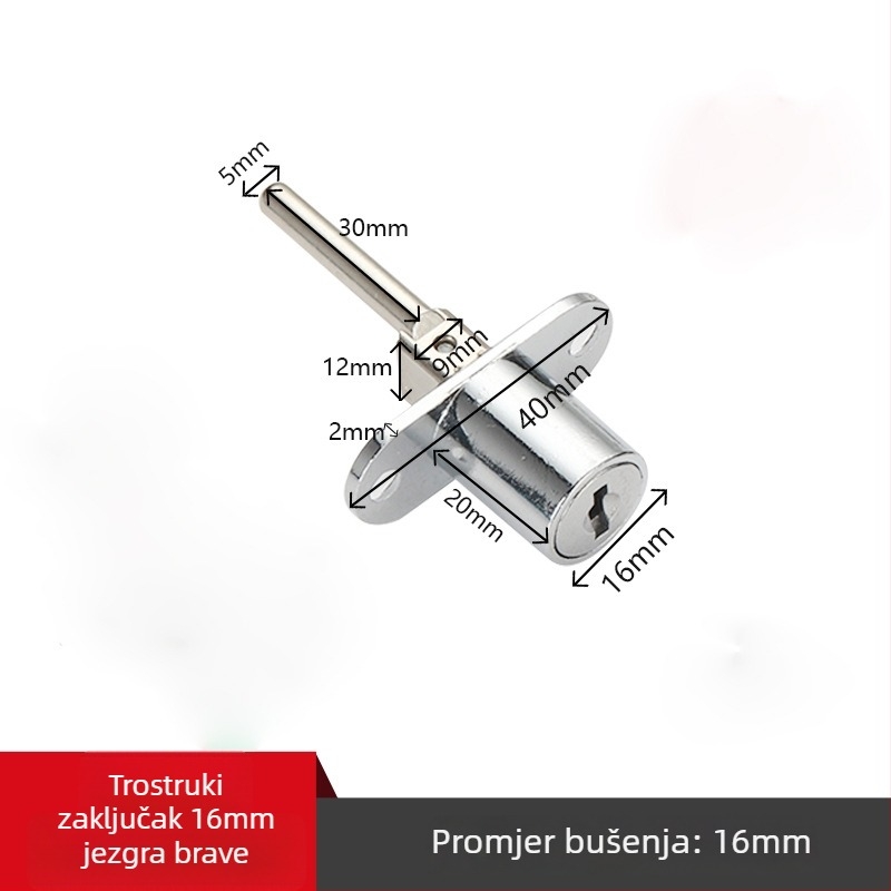 Brava za stol i ormar s tri ladice — cinkova legura, prednje trostruko zaključavanje, Gao Yi Hardware