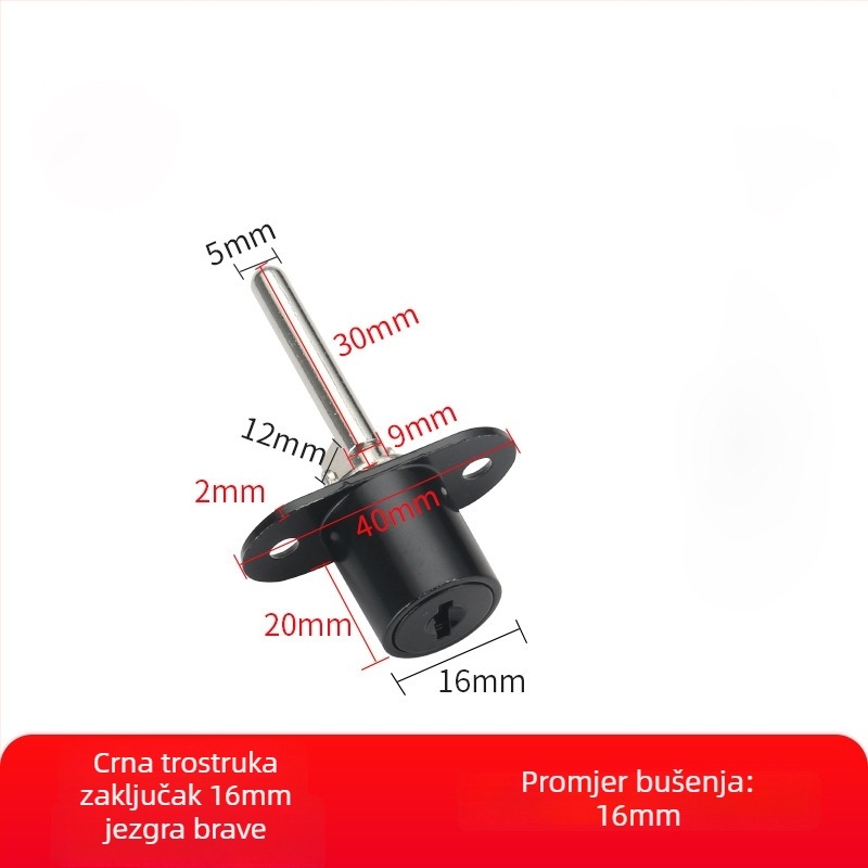 Brava za stol i ormar s tri ladice — cinkova legura, prednje trostruko zaključavanje, Gao Yi Hardware