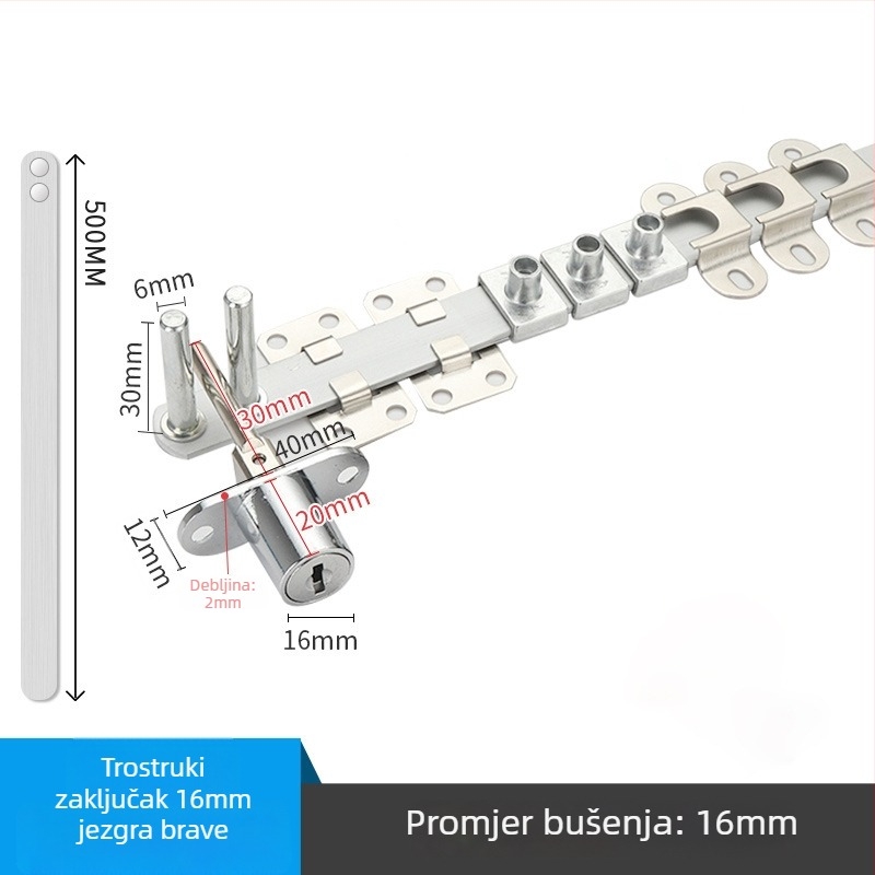 Brava za stol i ormar s tri ladice — cinkova legura, prednje trostruko zaključavanje, Gao Yi Hardware