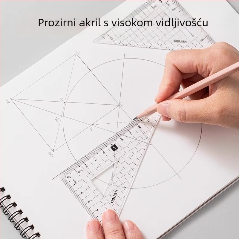 Deli četverodijelni akrilni ravnala za učenike, višefunkcionalni alat za crtanje, model 79514