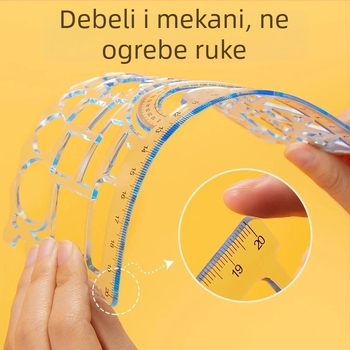 Set od 6 ravnala za učenike osnovne škole, uključuje valovito ravnalo, ravnalo i šablone za ručno pisane izvještaje (Materijal: Plastika; Oblik: Ravnalo; Kategorija proizvoda: centimetarska ravnala)
