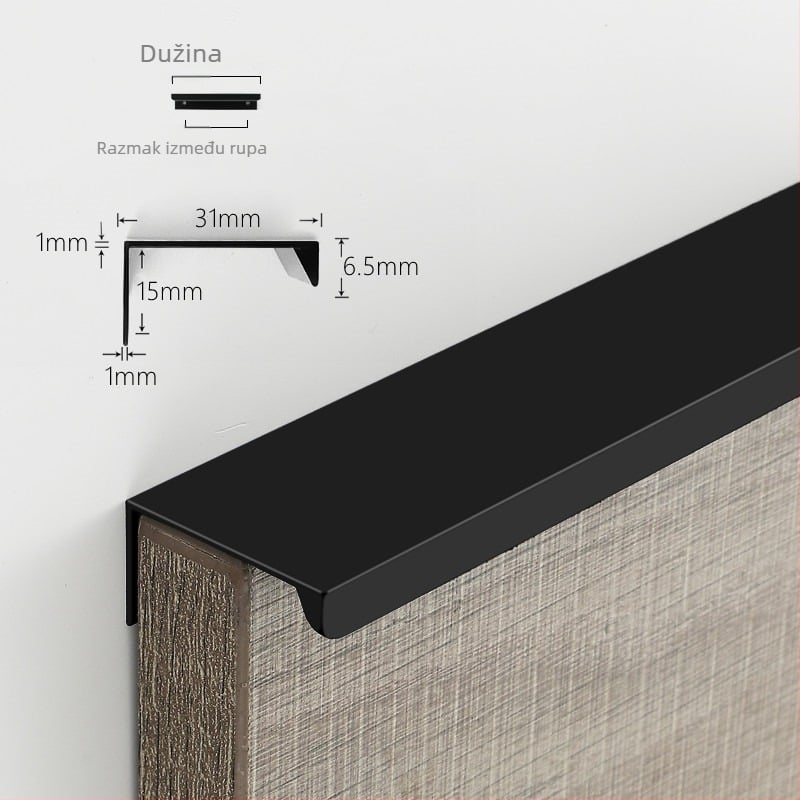 Ručka za ormariće i ladice – aluminijski profil, moderni minimalistički stil, oksidirana površina