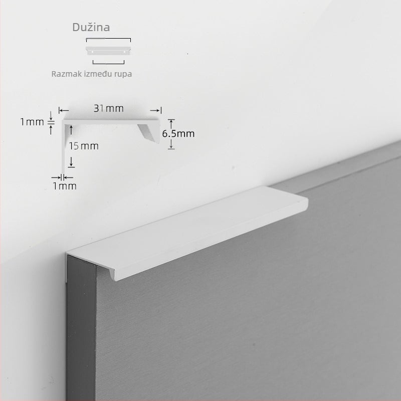 Ručka za ormariće i ladice – aluminijski profil, moderni minimalistički stil, oksidirana površina