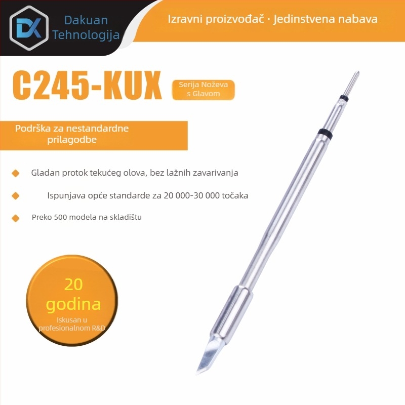 C245 glava za lemljenje s integriranim grijaćim jezgrom, čist bakreni vrh, serija K Blade - KU, KF, K8, dodatak za lemilicu-stanicu