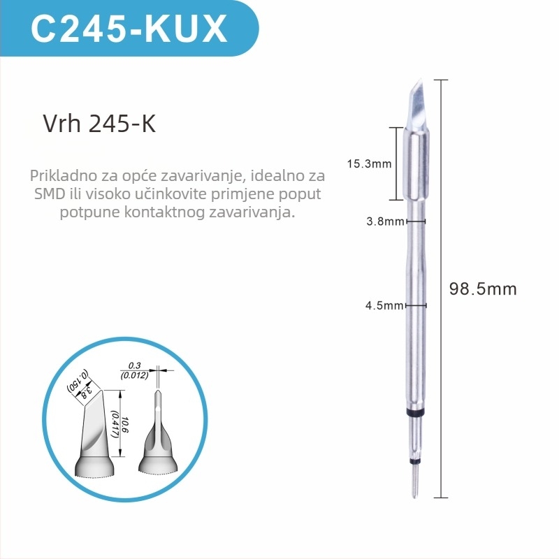 C245 glava za lemljenje s integriranim grijaćim jezgrom, čist bakreni vrh, serija K Blade - KU, KF, K8, dodatak za lemilicu-stanicu