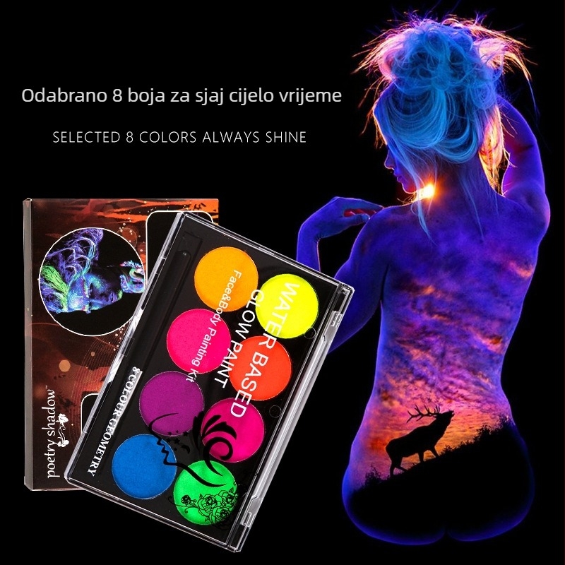 Gouache boje za tijelo, fluorescentna vodotopiva pigment, set od 8 boja, Xu Peng, kapacitet 101, IP odobrenje: Ne