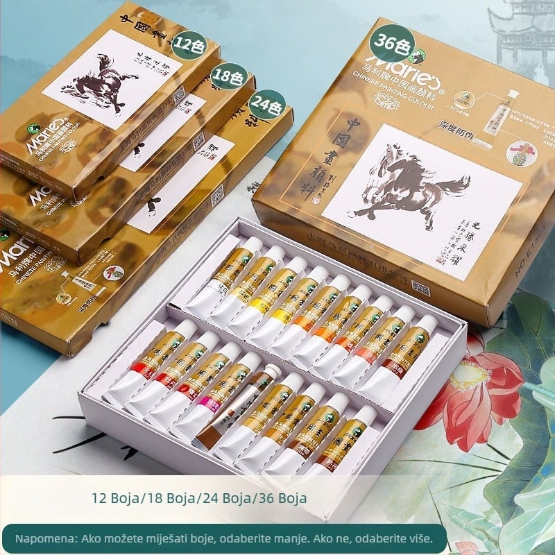 Marley tradicionalni kineski pigmentni set za slikanje, pakiranje od 24 kutija, za kinesko slikanje