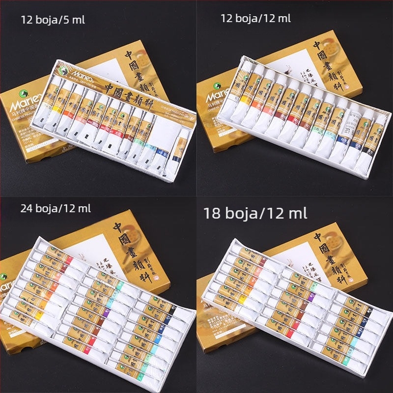 Marley pigmenti za kinesko slikanje, set od 12 cijevi, pasta baza za slikanje kistom