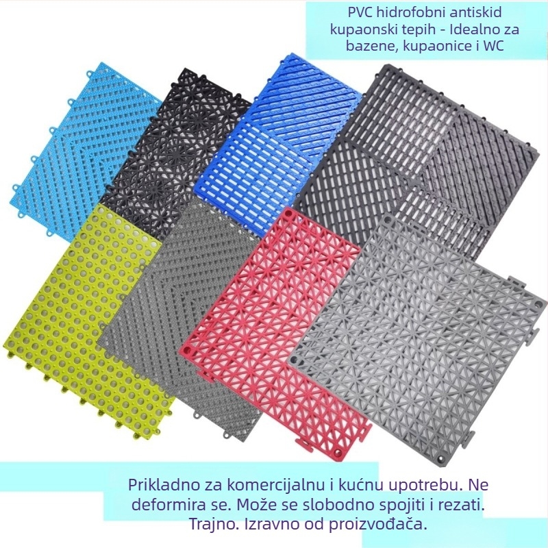 Protuklizna podloga za kupaonicu i tuš - PVC, kvadratna, jednobojna, periva