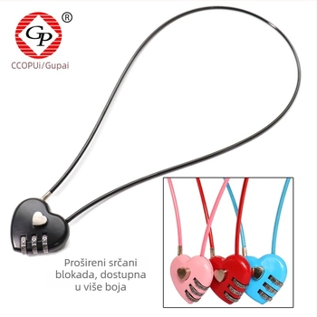 Mehanički mehanizam u obliku srca za torbe i prtljagu - cinkov legura, model 8055, debljina šipke 3 mm, razmak šipki 30 mm