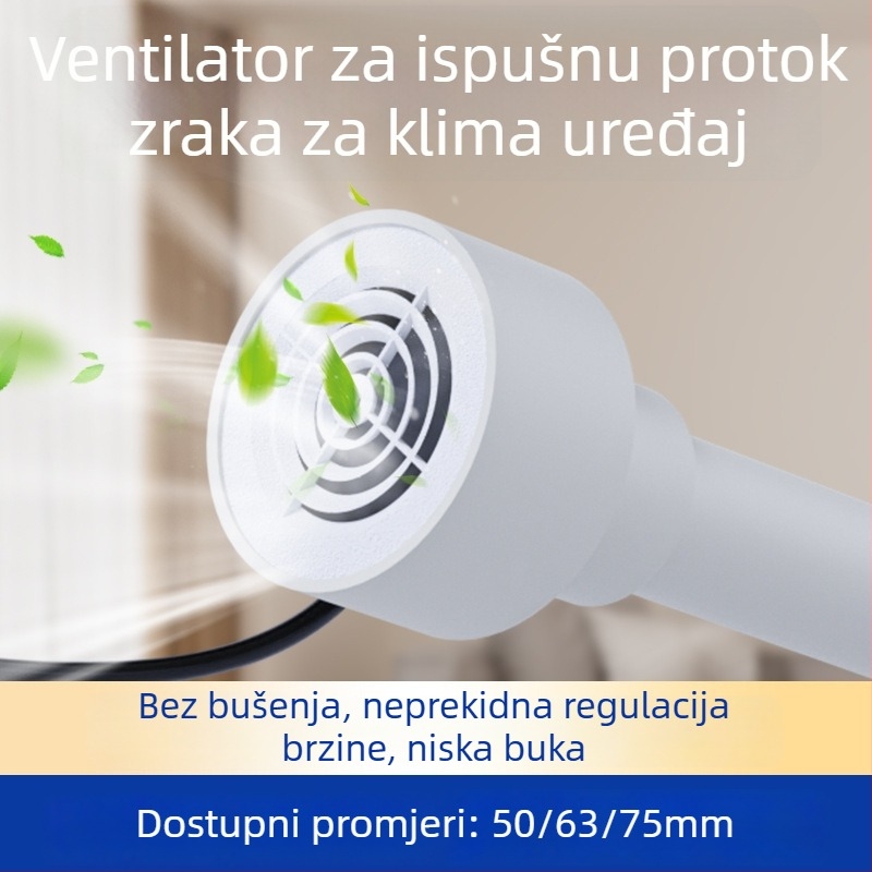 Ventilator za ispu i izmjenu zraka za spavaću sobu, 12V, 1000W, 50Hz, horizontalna ugradnja, inteligentna kontrola