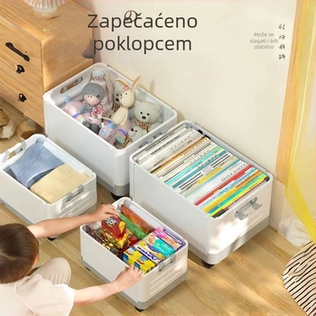 Sklopiva kutija za dnevni boravak s kotačićima, prijenosni plastični organizator za odjeću, igračke i kozmetiku, kapaciteta 18 L