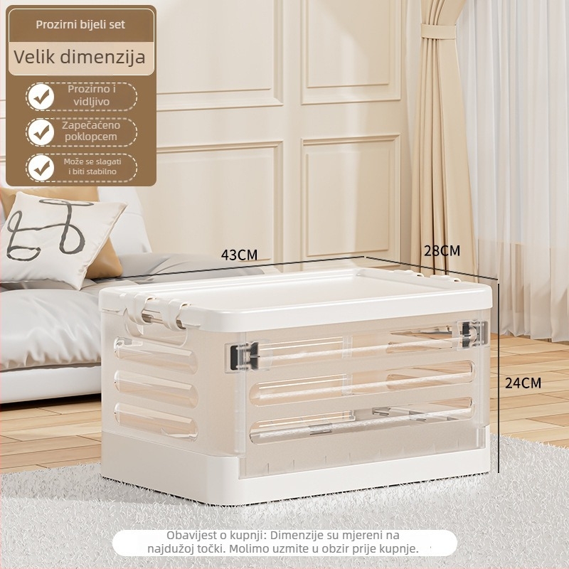 Sklopiva kutija za dnevni boravak s kotačićima, prijenosni plastični organizator za odjeću, igračke i kozmetiku, kapaciteta 18 L