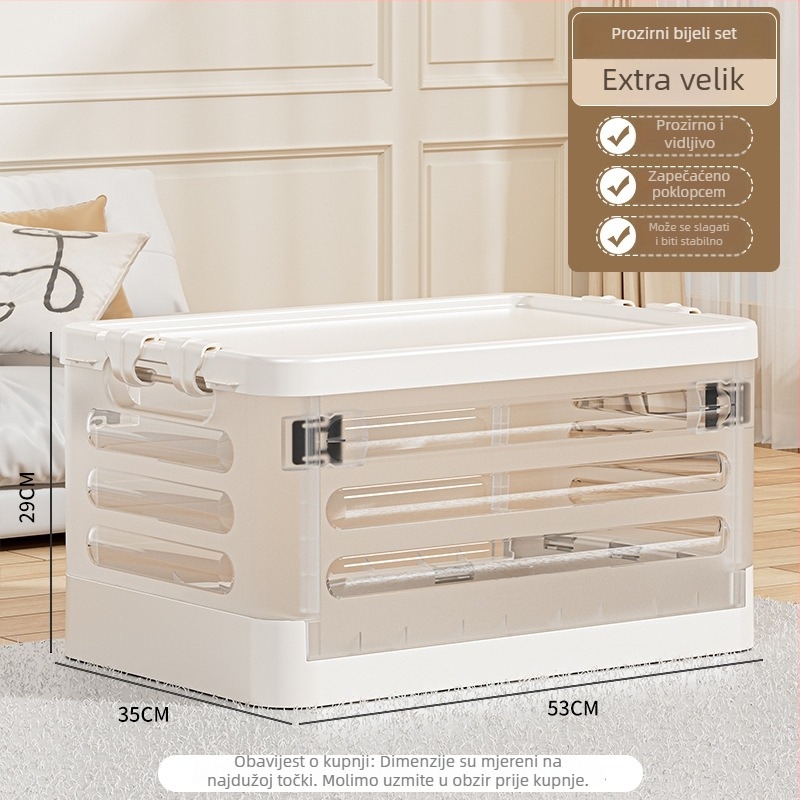 Sklopiva kutija za dnevni boravak s kotačićima, prijenosni plastični organizator za odjeću, igračke i kozmetiku, kapaciteta 18 L