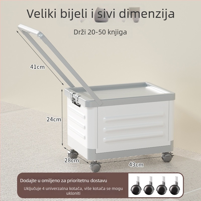 Sklopiva kutija za dnevni boravak s kotačićima, prijenosni plastični organizator za odjeću, igračke i kozmetiku, kapaciteta 18 L