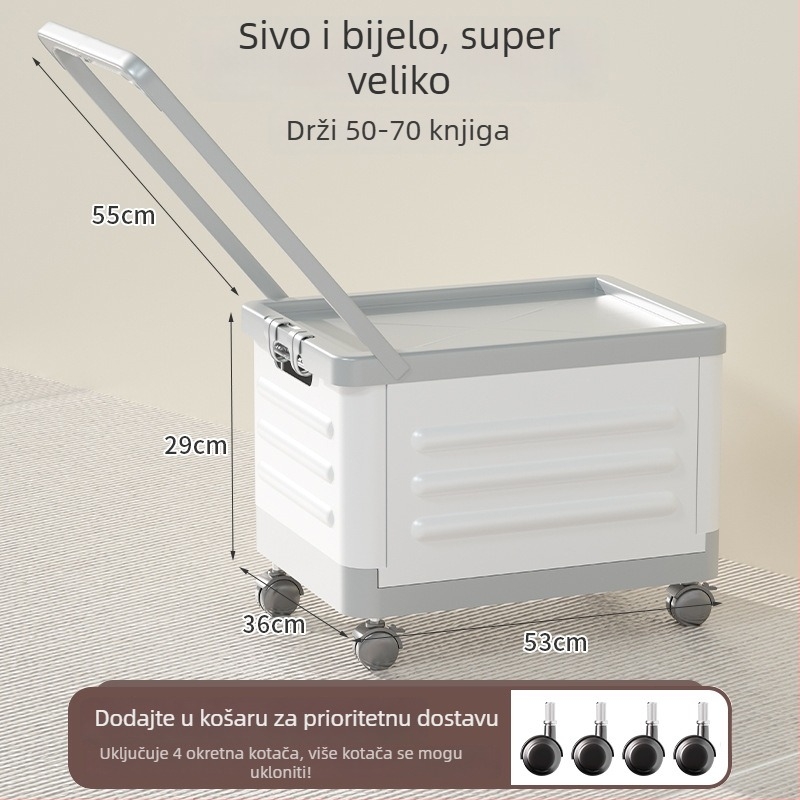 Sklopiva kutija za dnevni boravak s kotačićima, prijenosni plastični organizator za odjeću, igračke i kozmetiku, kapaciteta 18 L
