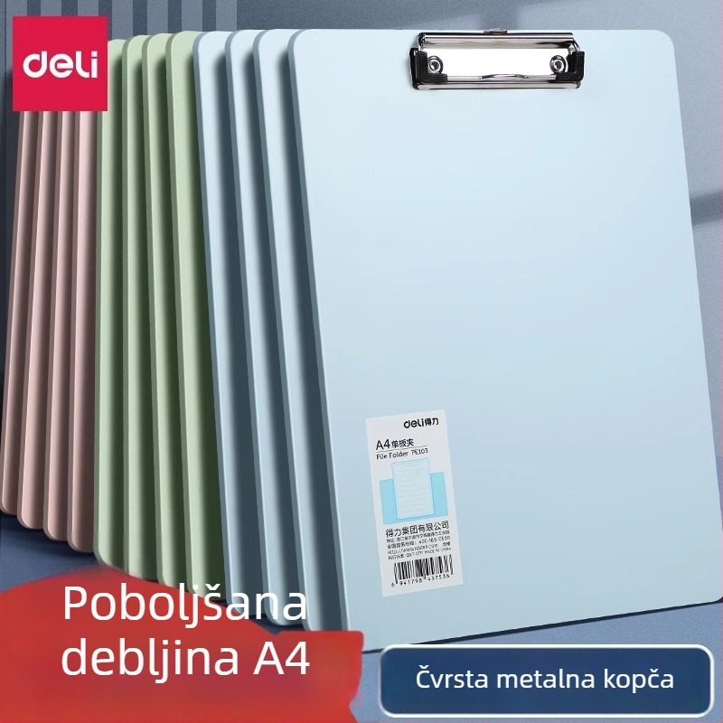 Deli 72641 plastični klipboard s moćnim stegom i klipom ploče, logo otisnut