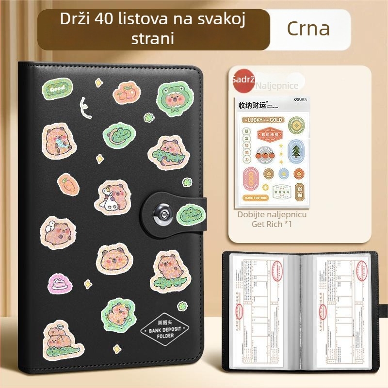 Knjiga za pohranu računa, PU koža, Model PQ918, Veličina papira 200x100, Širina stražnjeg dijela 15