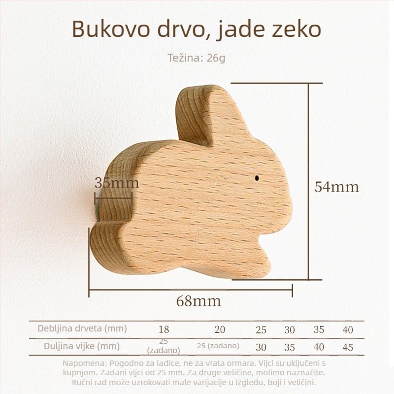 Drška za ladicu – masivno drvo, gravirano, moderni minimalistički stil, model 0808
