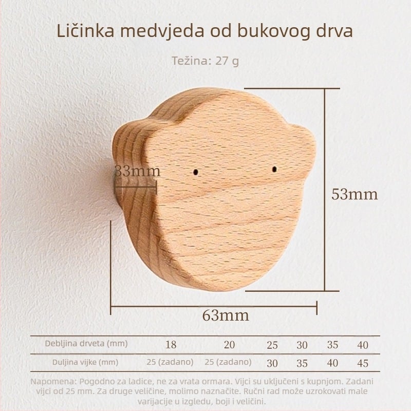 Drška za ladicu – masivno drvo, gravirano, moderni minimalistički stil, model 0808