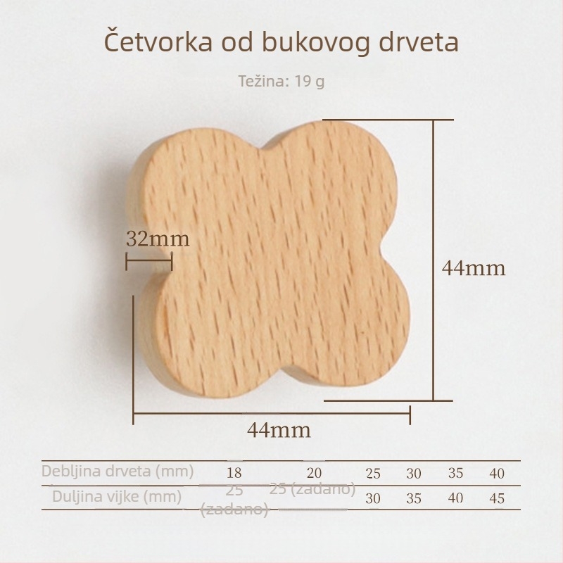 Drška za ladicu – masivno drvo, gravirano, moderni minimalistički stil, model 0808
