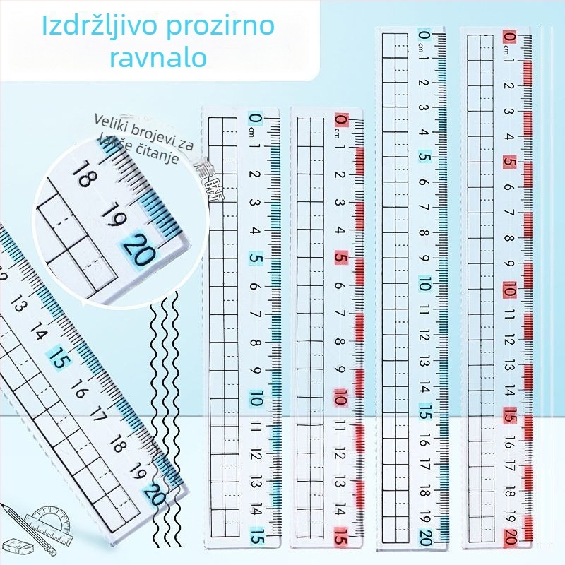 Plastično ravnalo za osnovnoškolce, višenamjensko ravnalo za crtanje linija sa valovitim rubom, za prvi razred, centimetarsko ravnalo