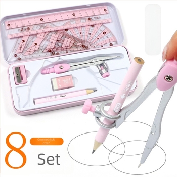 Little Fish 8-dijelni set kompasa i ravnala, plastična konstrukcija, model jy-2220-2