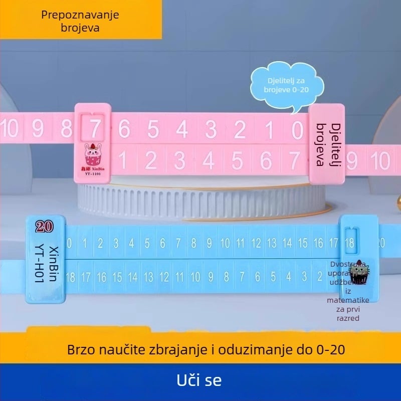 Shengwang 0637 plastična dvostruka ravnala za prvi razred matematike – razlaganje brojeva, zbrajanje i oduzimanje do 10 i do 20