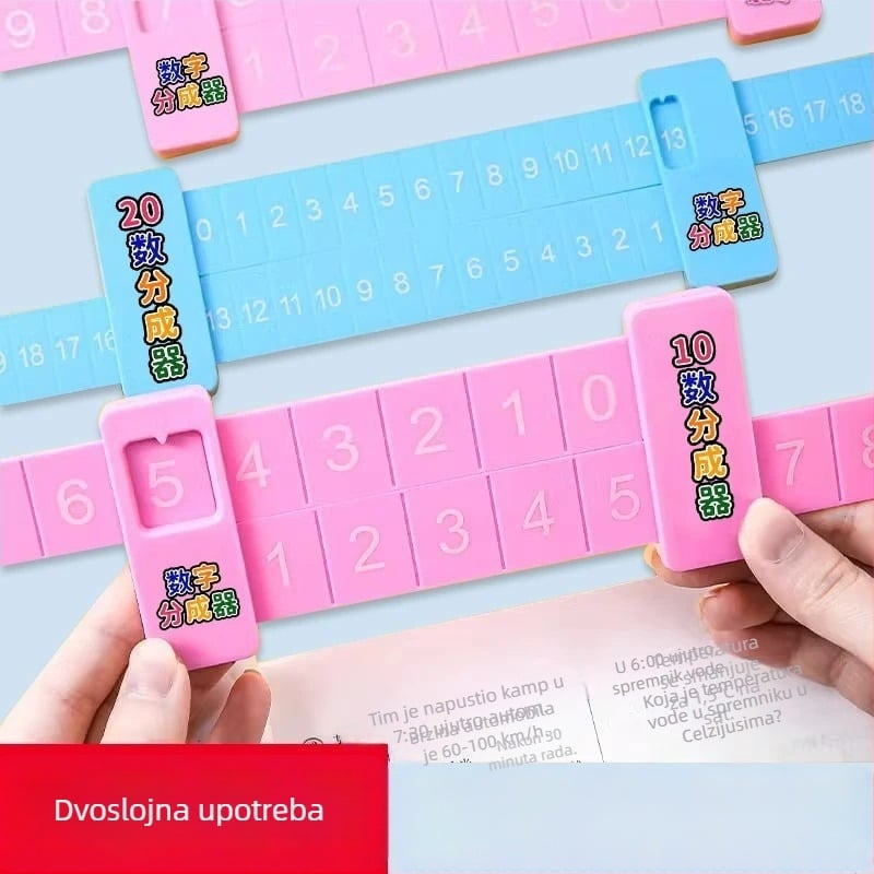 Shengwang 0637 plastična dvostruka ravnala za prvi razred matematike – razlaganje brojeva, zbrajanje i oduzimanje do 10 i do 20