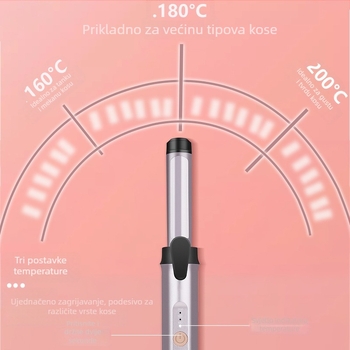 RESUXI Bežični uvijač za kosu s PTC grijanjem, promjer 31 mm ili više, 3 razine temperature, litij baterija, stiliziranje za 1 minutu